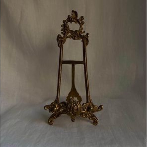 Antique Victorian Ornate Solid Brass Easel Art Stand